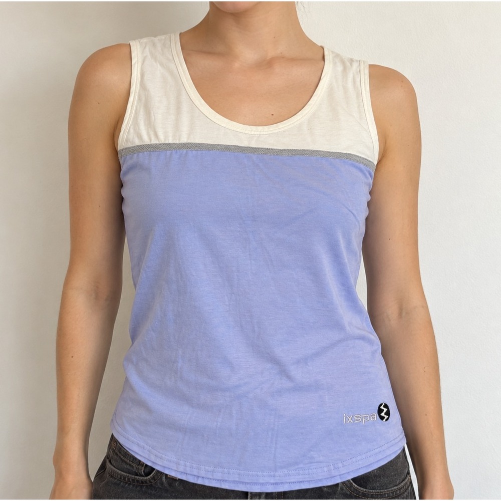 Vintage 90s IXSPA Periwinkle Colorblock Tank Top Womens M Sporty Prep Athletic